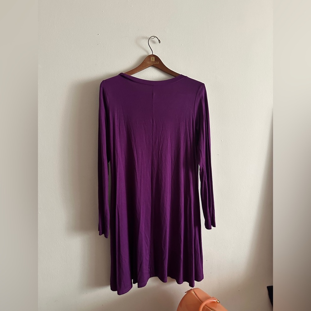 2 DRESS LOT: Purple Shirtdress/Green Wrap Dress SIZE MEDIUM Cotton Everyday 6 8 - Picture 5 of 5